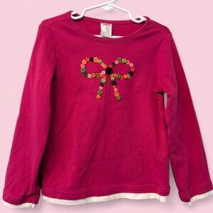 Gymboree Pink Long Sleeve Button Bow Tee | Size 6
